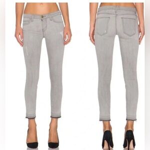 Current/Elliott The Stiletto Jeans Womens 27 Grey Good Distressed Raw Hem‎ Crop